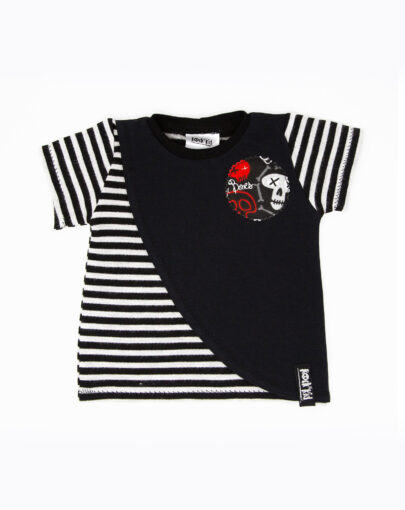 T-shirt à rayures et pan asymétrique