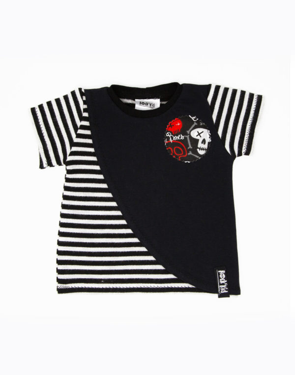 T-shirt à rayures et pan asymétrique