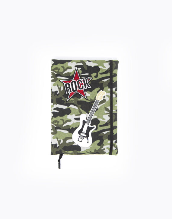 Protège carnet de santé cousu main imprimé army avec patchs