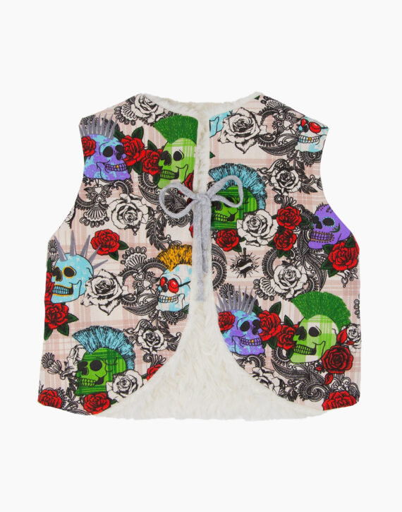 Gilet punk fourrure blanche