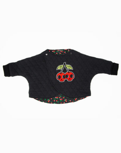 veste cerise brodée rockabilly cousue main 6-12 mois