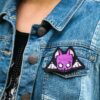 Broche brodée chauve souris en feutrine faite main