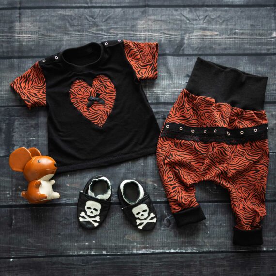 Sarouel Tshirt bébé rock adaptable cousu main