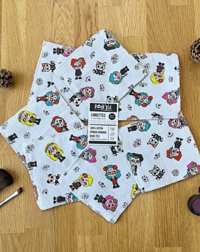 Lot de 7 lingettes lavables cousues main en bambou oeko-tex