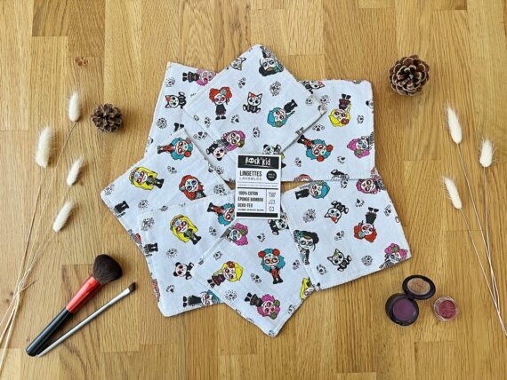 Lot de 7 lingettes lavables cousues main en bambou oeko-tex