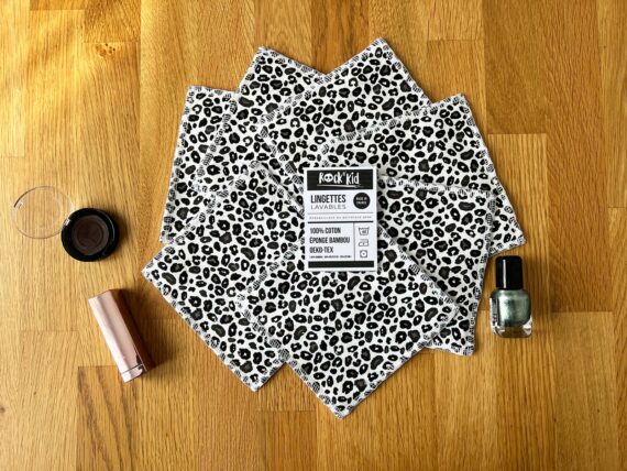 Lot de 7 lingettes lavables cousues main en bambou oeko-tex
