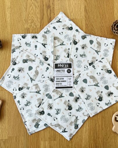 Lot de 7 lingettes lavables cousues main en bambou oeko-tex