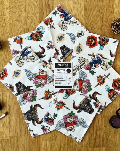Lot de 7 lingettes lavables cousues main en bambou oeko-tex