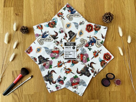 Lot de 7 lingettes lavables cousues main en bambou oeko-tex