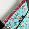 Sac tote bag XL cousu main motif memento mori turquoise