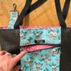 Sac tote bag XL cousu main motif memento mori turquoise
