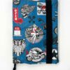 Protège carnet de santé cousu main pour garçon motif garage rock motor skull bleu