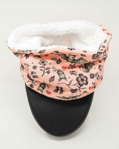 Tour de cou snood cousu main pour enfant motif chauve souris rock