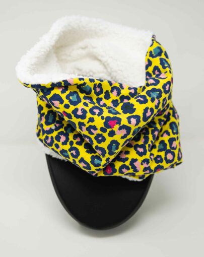 Tour de cou snood cousu main pour enfant motif skull léopard jaune