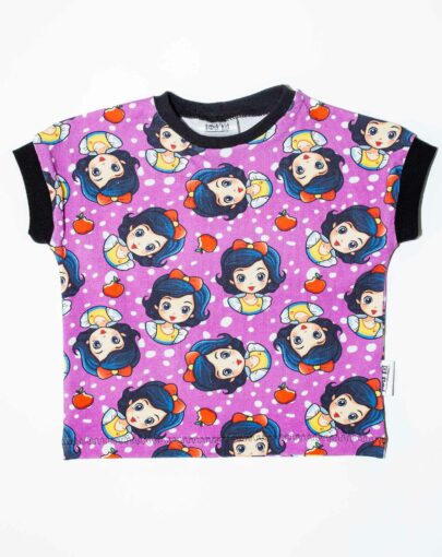 Tshirt cousu main de coupe oversize boxy taille 1-2 ans motif princesse Blanche Neige