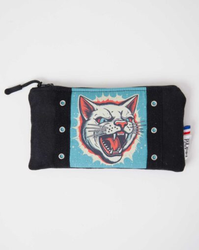 Trousse cousue main avec illustration rock