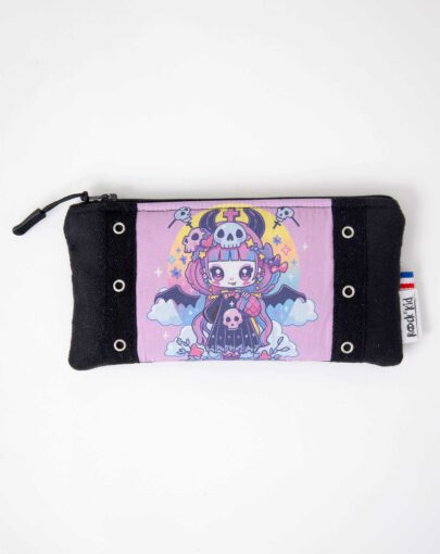 Trousse cousue main avec illustration rock