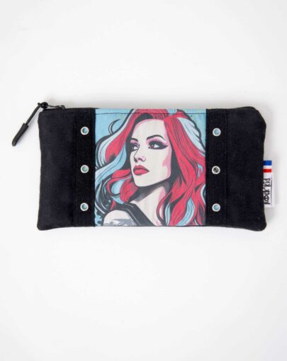 Trousse cousue main avec illustration rock