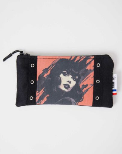 Trousse cousue main avec illustration rock