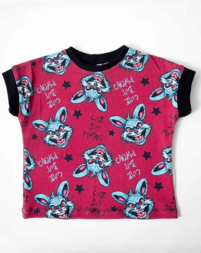 Tshirt cousu main évolutif 1-2 ans, coupe boxy légèrement oversize, motif rock n roll