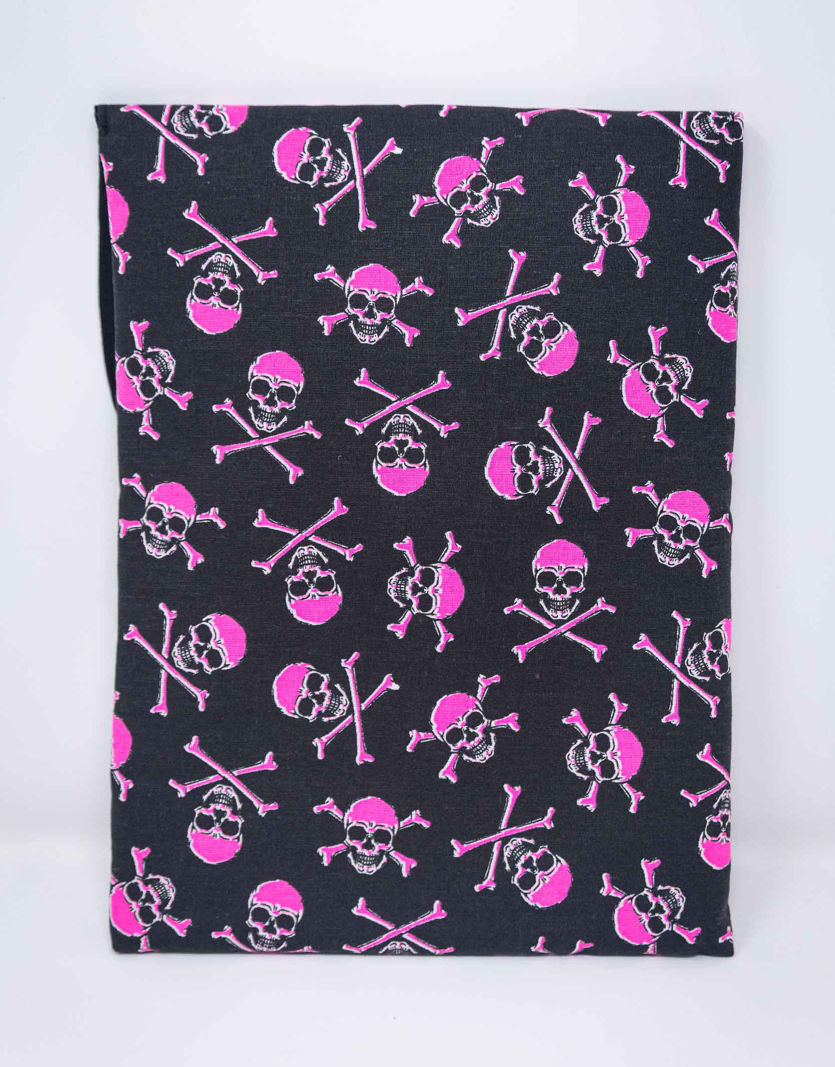 Pochette à livre grand format Skull rose fluo