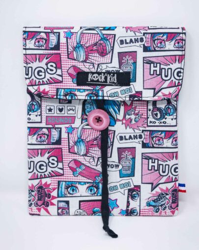 Pochette à livre manga cousue main en France